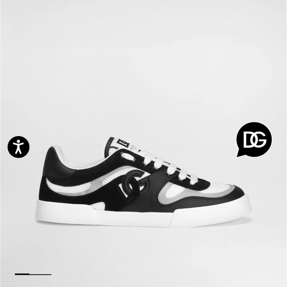 SOLD!!!! Dolce & Gabbana Black and white Leather and Fabric sneakers
